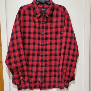 Red and Black Plaid Button-Up Shirt